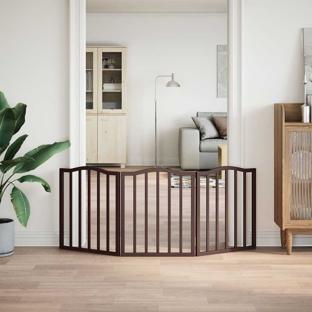 Vidaxl dog fence Collapsible 3 panels 150 cm Populier wood Brown oak