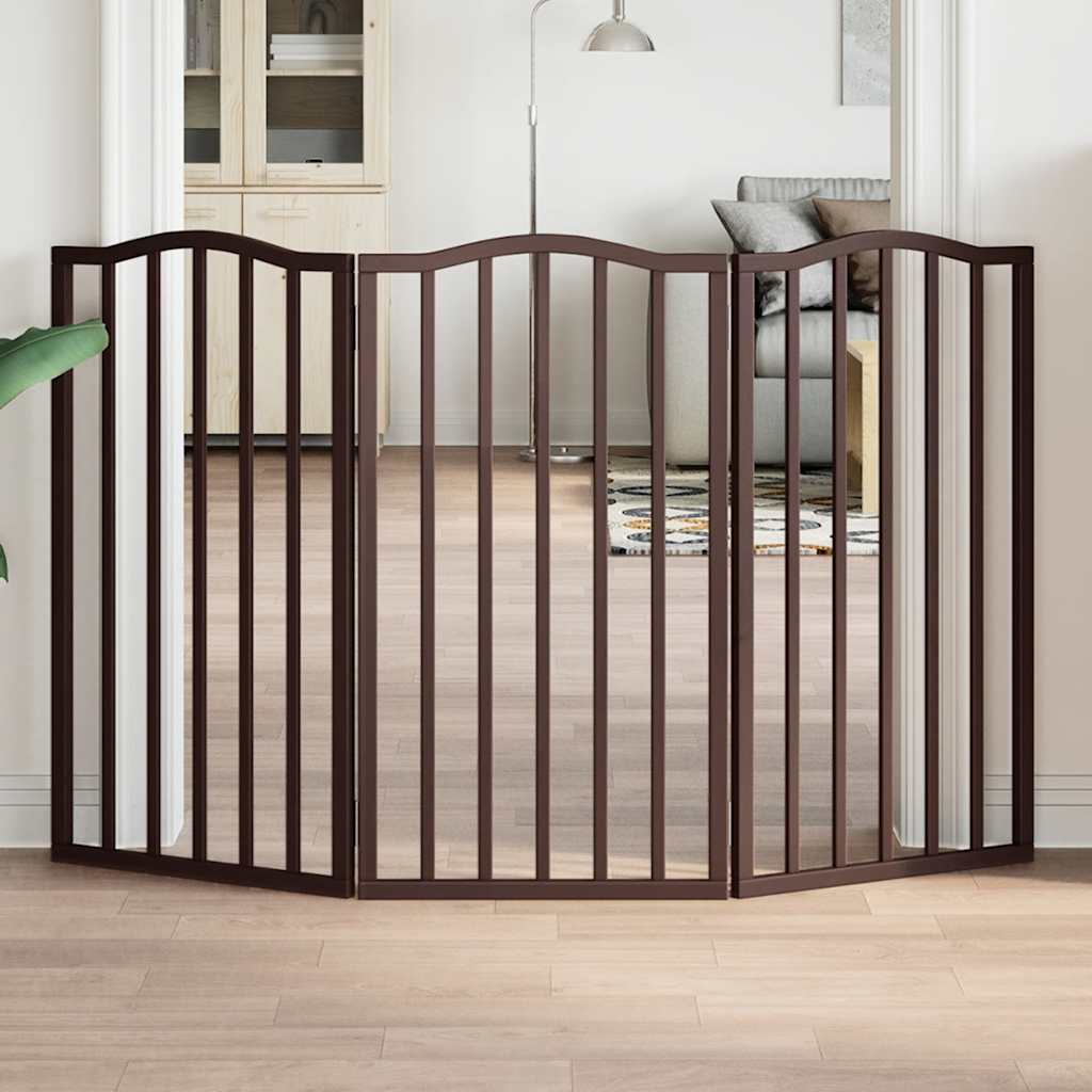 Vidaxl Dog Fence Capible 3 panele 150 cm populaier drewniany brązowy dąb