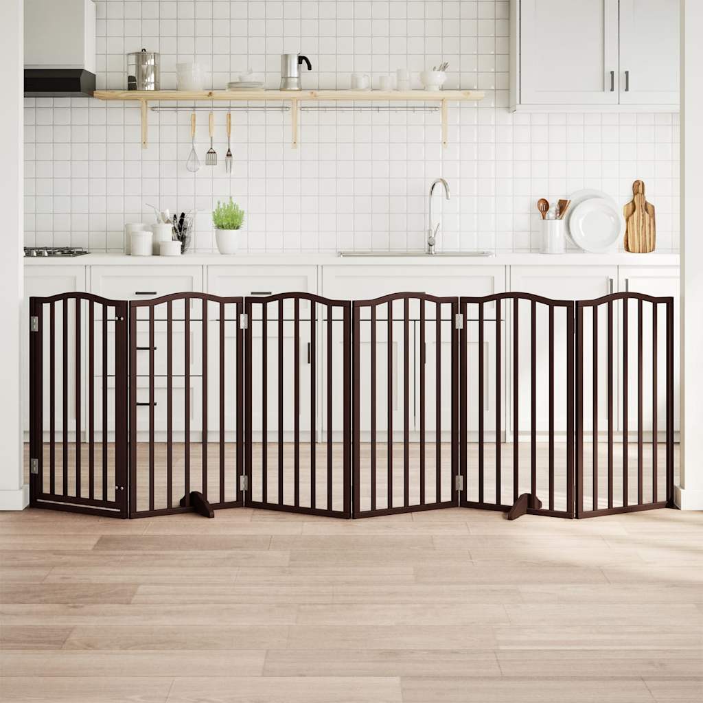 VidaXL dog fence Collapsible 6 panels 300 cm poplar wood brown oak