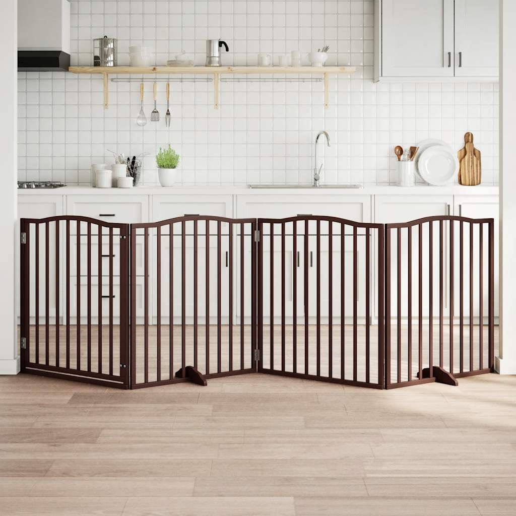 Vidaxl hundegjerde sammenleggbare 4 paneler 320 cm Poplar trebrun eik