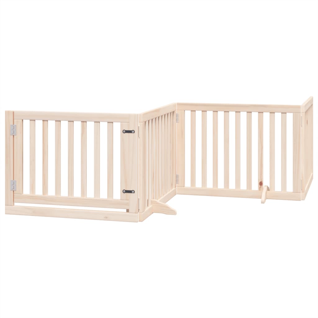 Vidaxl hundegjerding sammenleggbar med dør 4 paneler 320 cm Poplar tre