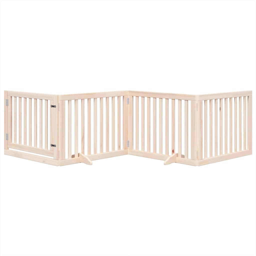 Vidaxl hundegjerding sammenleggbar med dør 4 paneler 320 cm Poplar tre