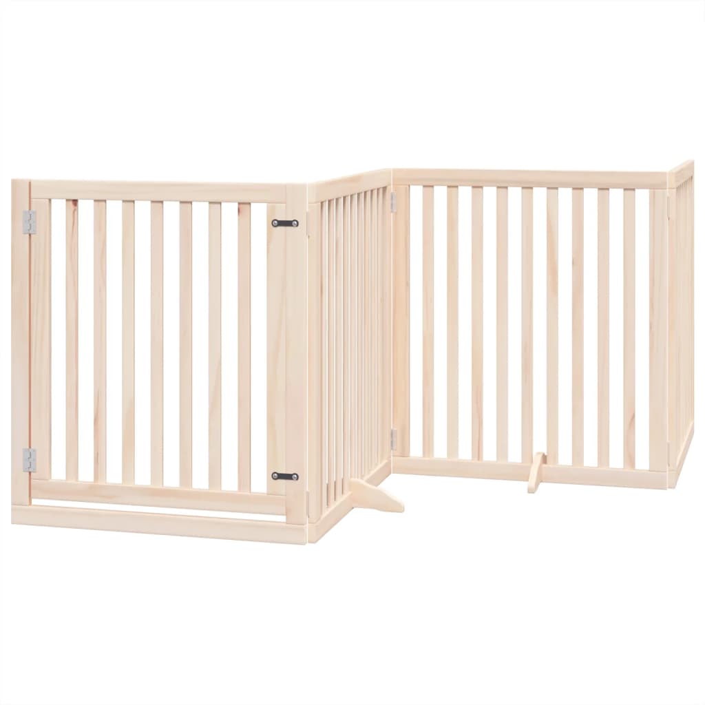 Vidaxl hundegjerding sammenleggbar med dør 4 paneler 320 cm Poplar tre