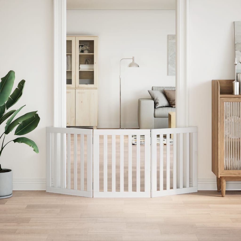 Vidaxl psí plot skládací 3 panely 150 cm populierhout bílý