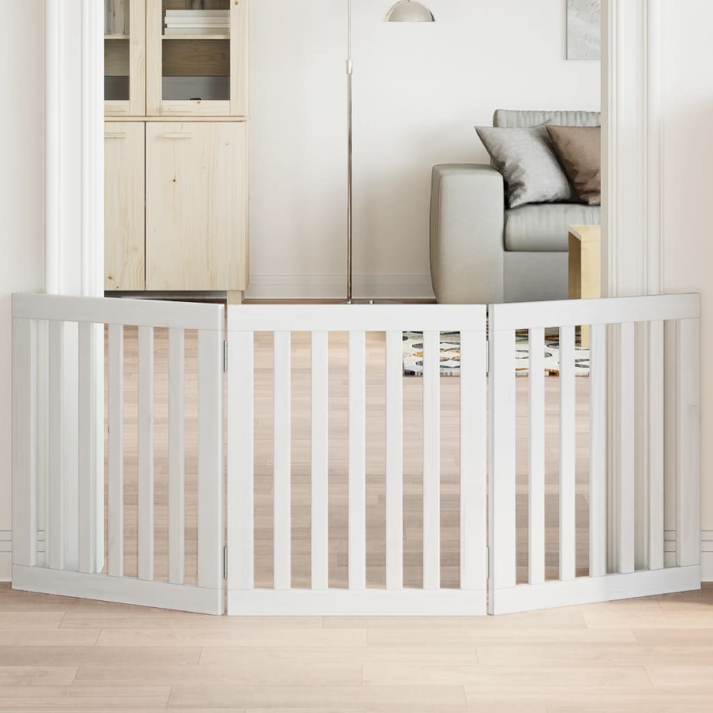 Vidaxl psí plot skládací 3 panely 150 cm populierhout bílý