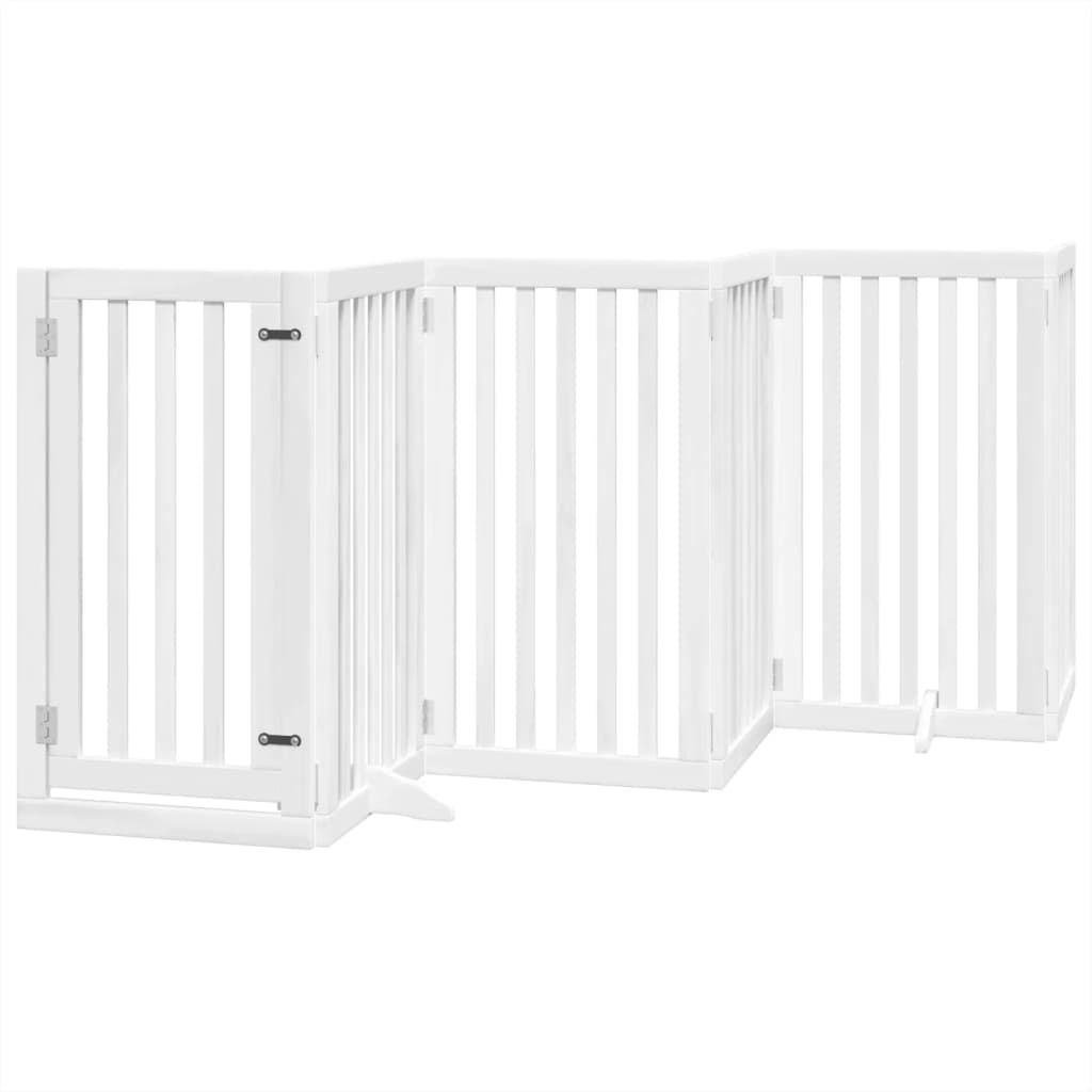 VidaXL dog fence Foldable with door 6 panels 300 cm Populierwood White