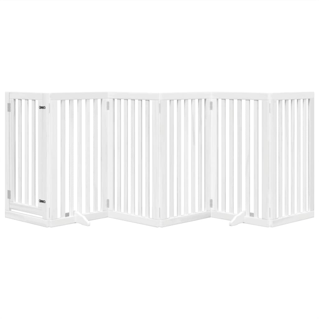 VidaXL dog fence Foldable with door 6 panels 300 cm Populierwood White