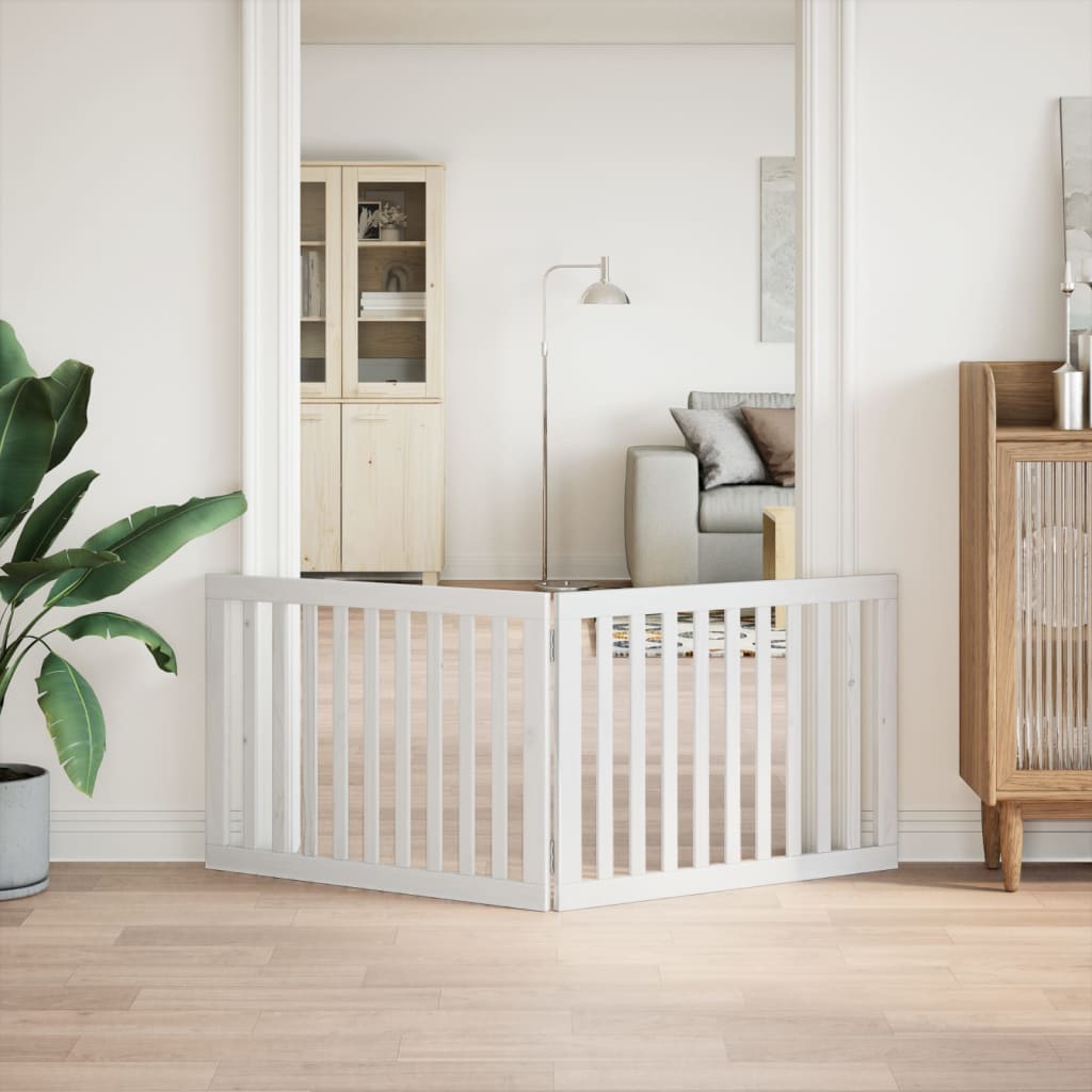 Vidaxl Hundezaun zusammenklappbar 2 Panels 160 cm Pappelholz Weiß weiß