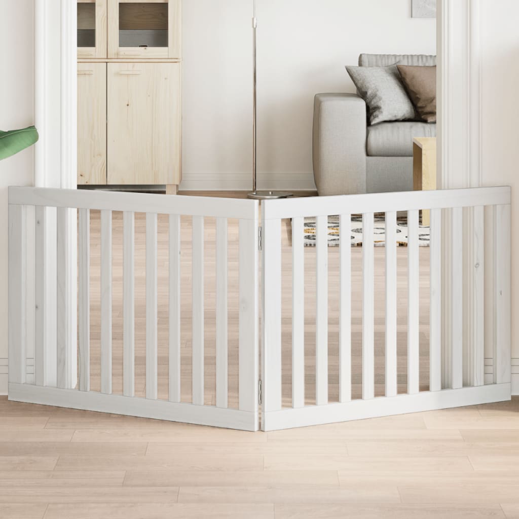 Vidaxl Hundezaun zusammenklappbar 2 Panels 160 cm Pappelholz Weiß weiß