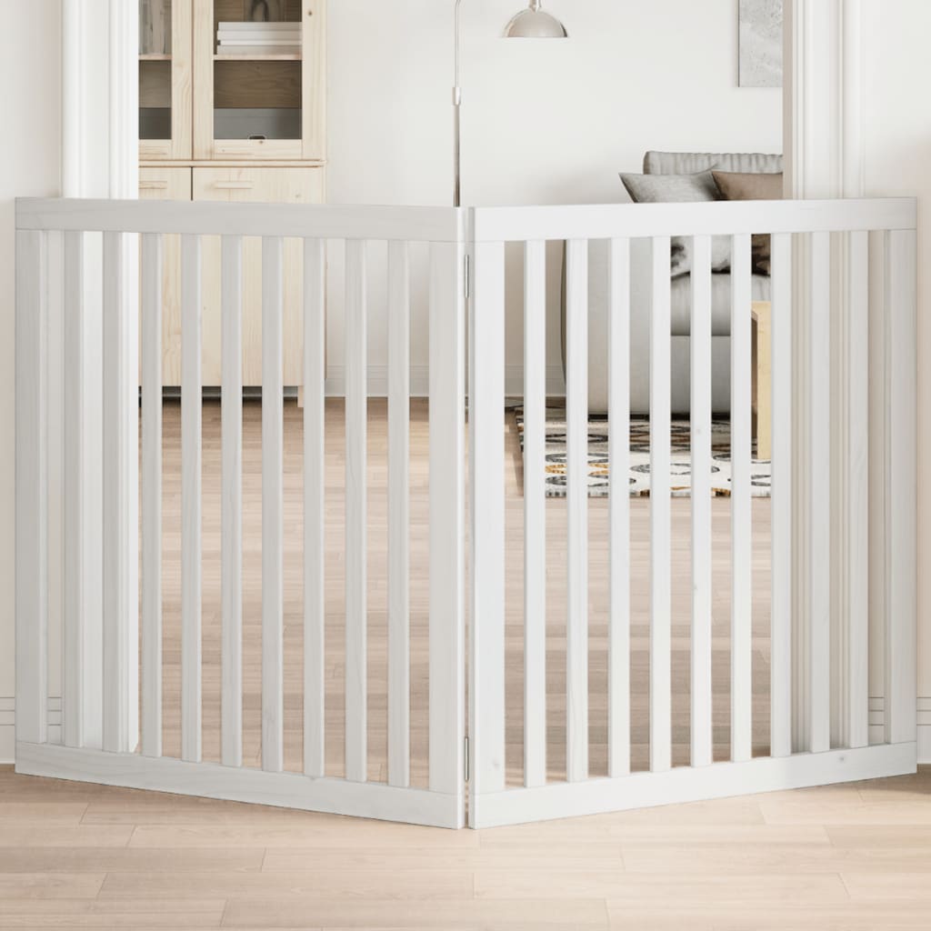 VidaXL dog fence Collapsible 2 panels 160 cm poplar wood white