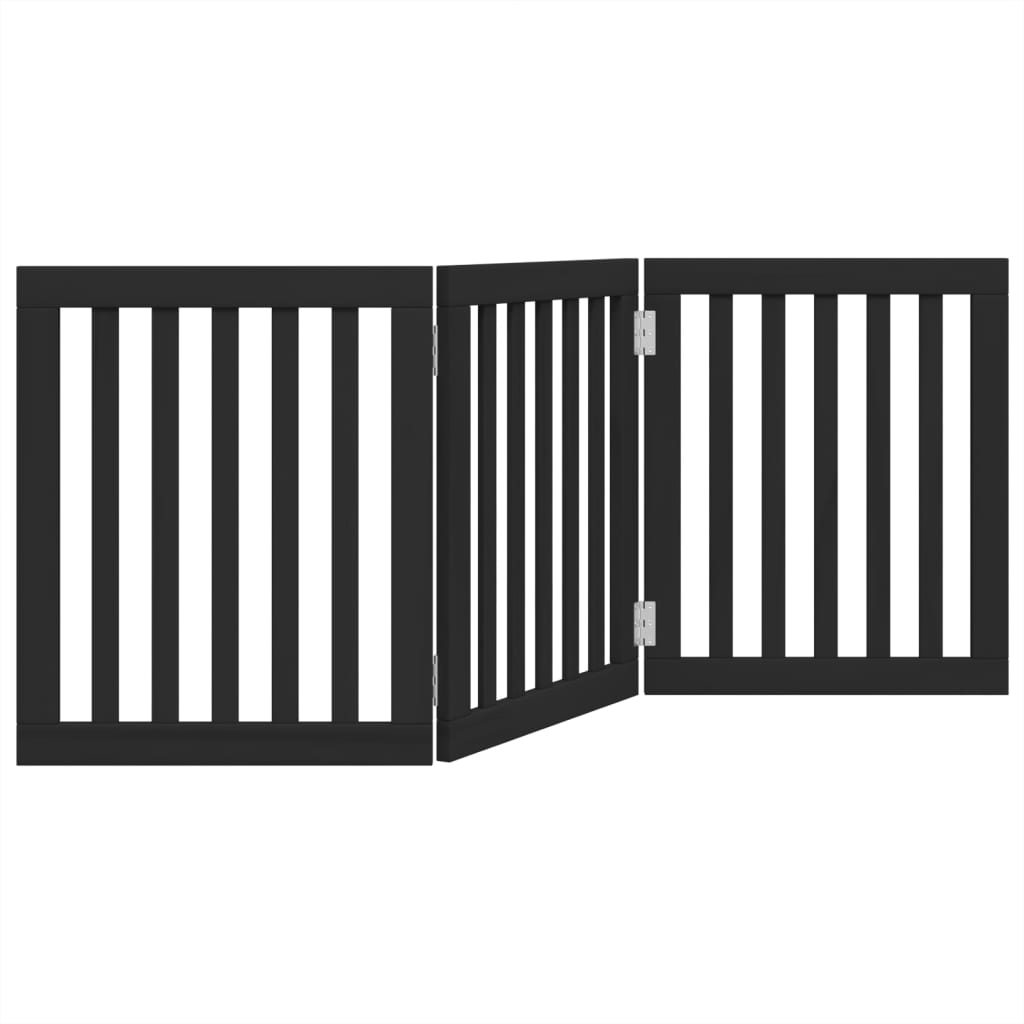 VidaXL dog fence Collapsible 3 panels 150 cm poplar wood black