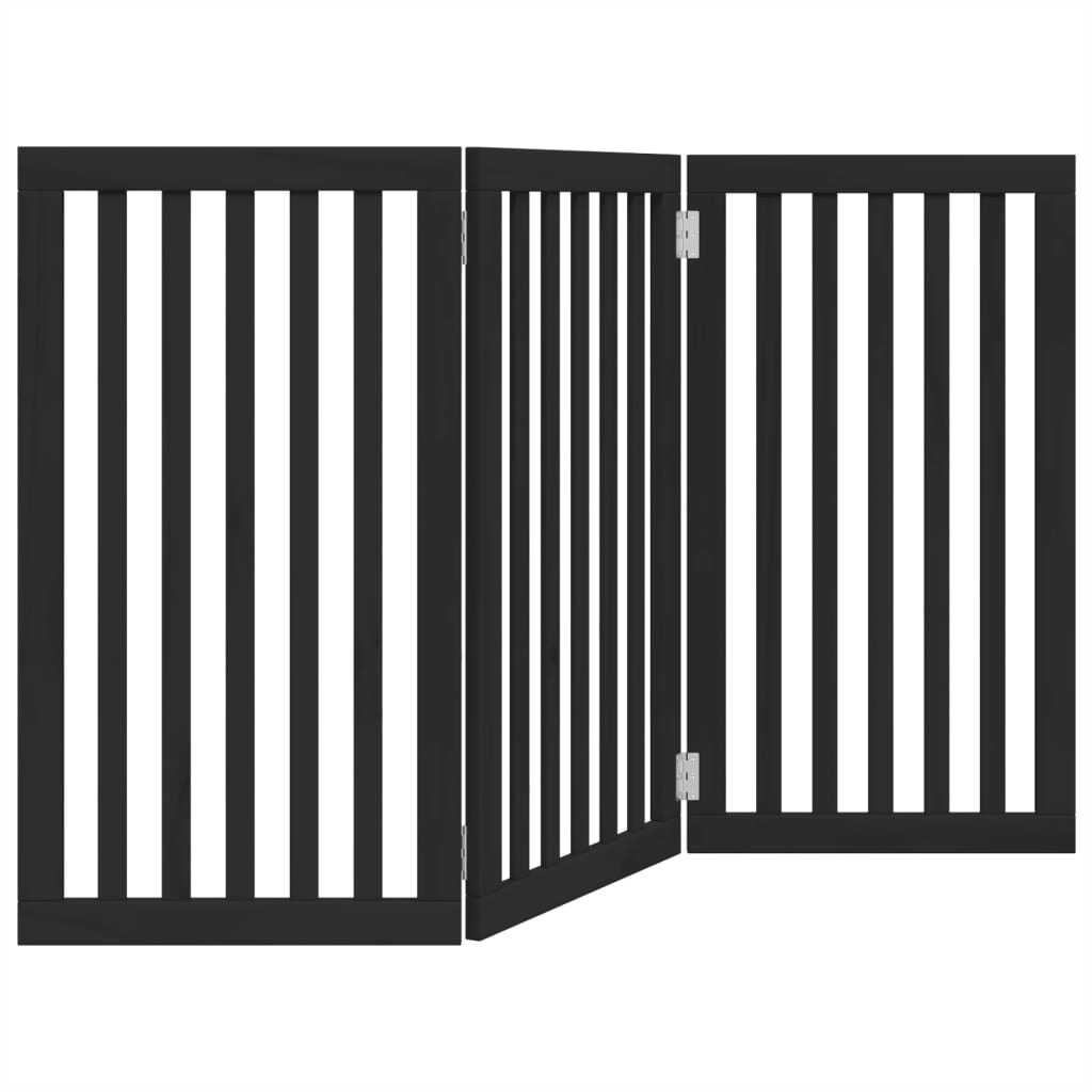 VidaXL dog fence Collapsible 3 panels 150 cm poplar wood black