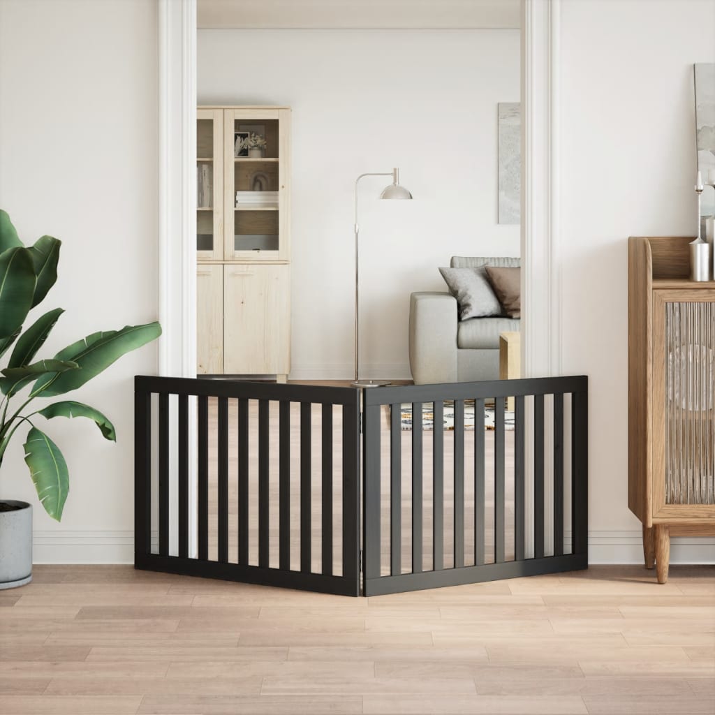 VidaXL dog fence Collapsible 2 panels 160 cm Populierhout Black