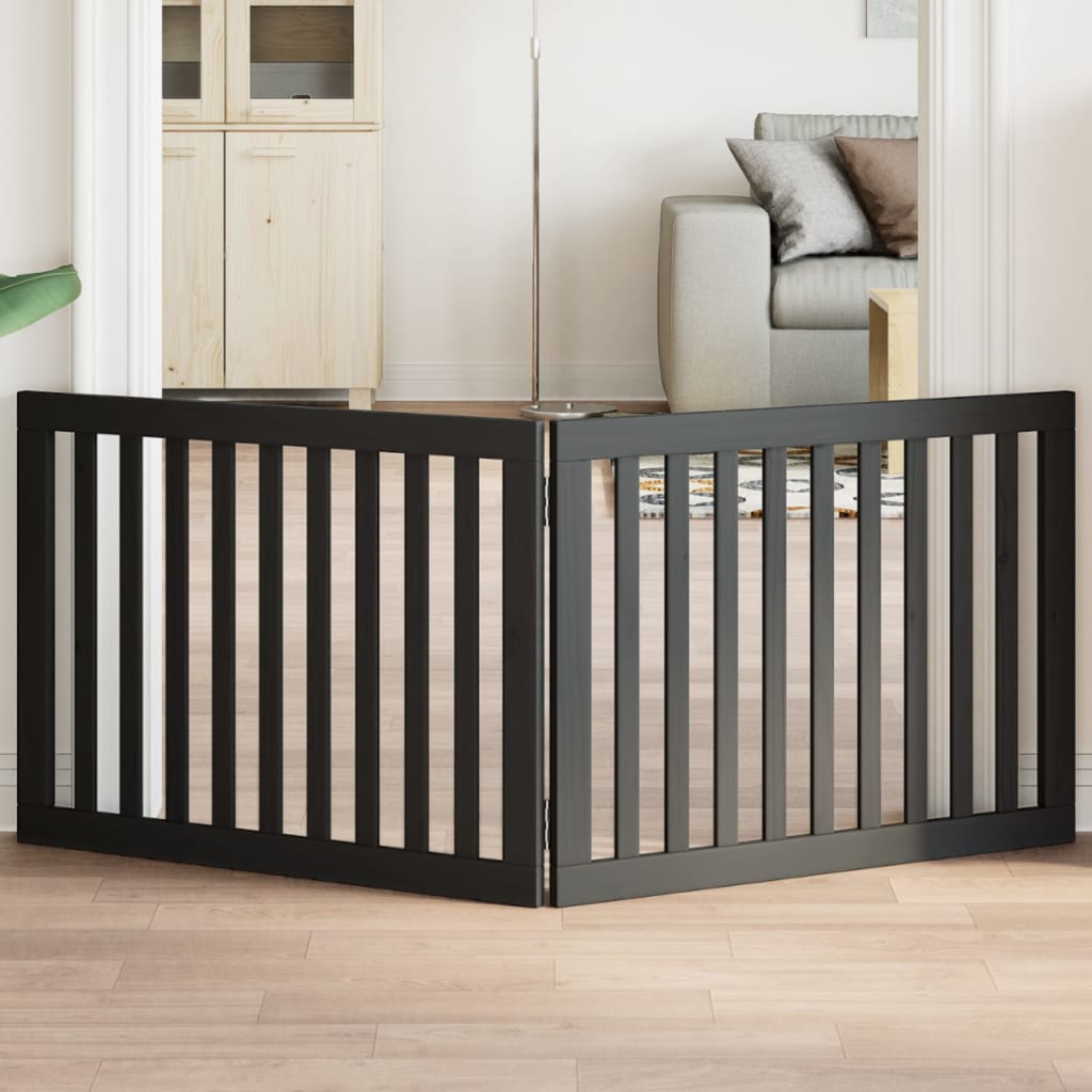 VidaXL dog fence Collapsible 2 panels 160 cm Populierhout Black