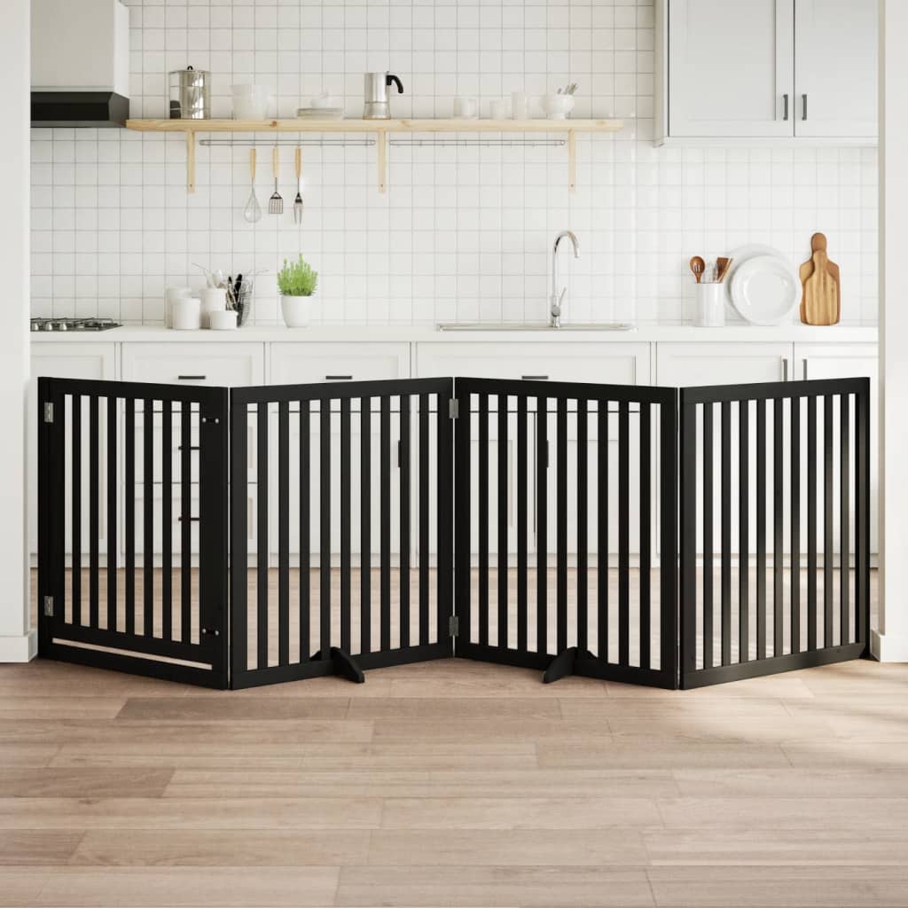 Vidaxl hundegjerde sammenleggbare 4 paneler 320 cm Poplar tre svart