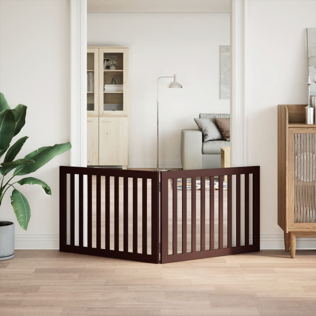 Vidaxl Hundezaun zusammenklappbar 2 Paneele 160 cm Pappelholz braun