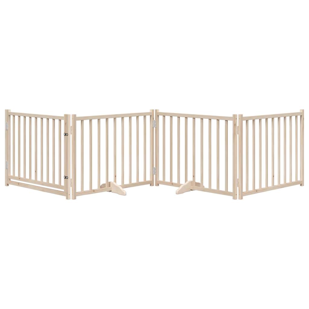 Vidaxl dog fence Collapsible with door 4 panels 320 cm solid pinewood