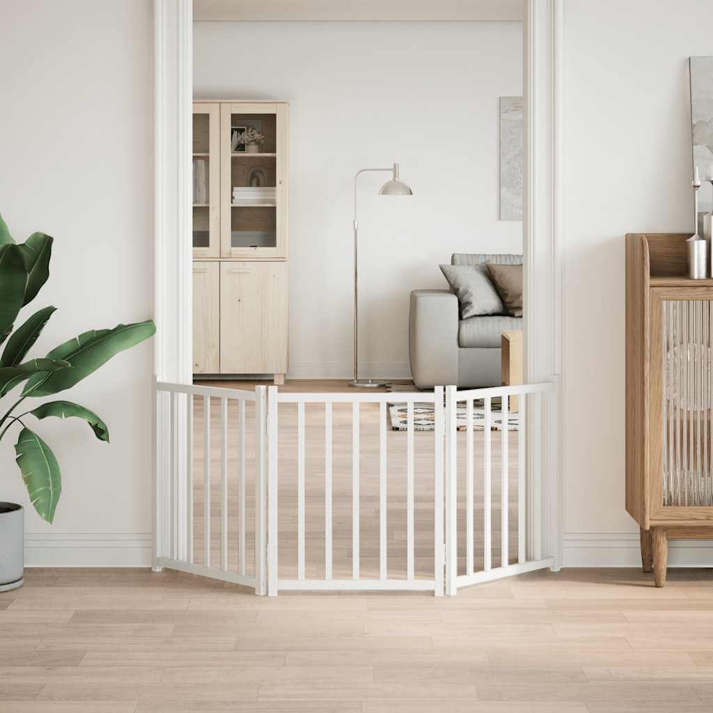 Vidaxl Hondfudder kollabsible 3 Paneele 150 cm feste Péiere wäiss