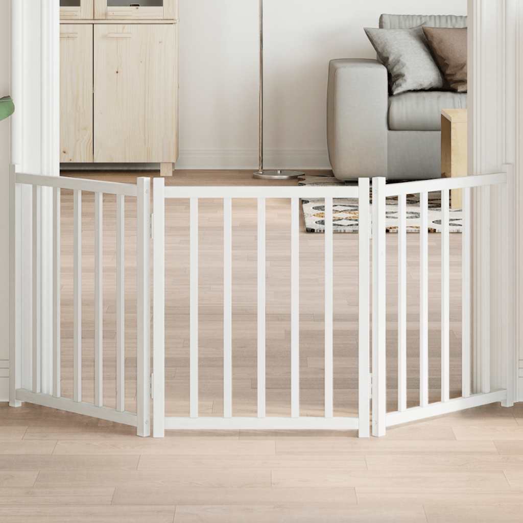 Vidaxl Dog Fence Plegable 3 paneles de 150 cm de pino sólido blanco