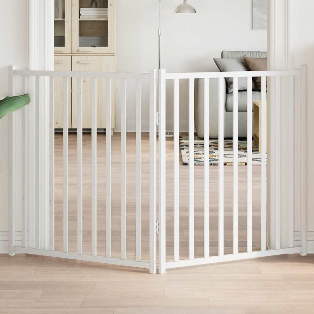 Vidaxl Hundezaun zusammenklappbar 2 Panels 160 cm Festkiefer weiß
