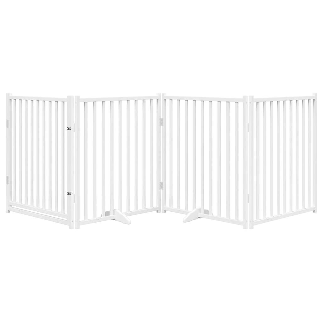 Vidaxl Hundezaun zusammenklappbar 4 Panels 320 cm Festkiefer weiß weiß