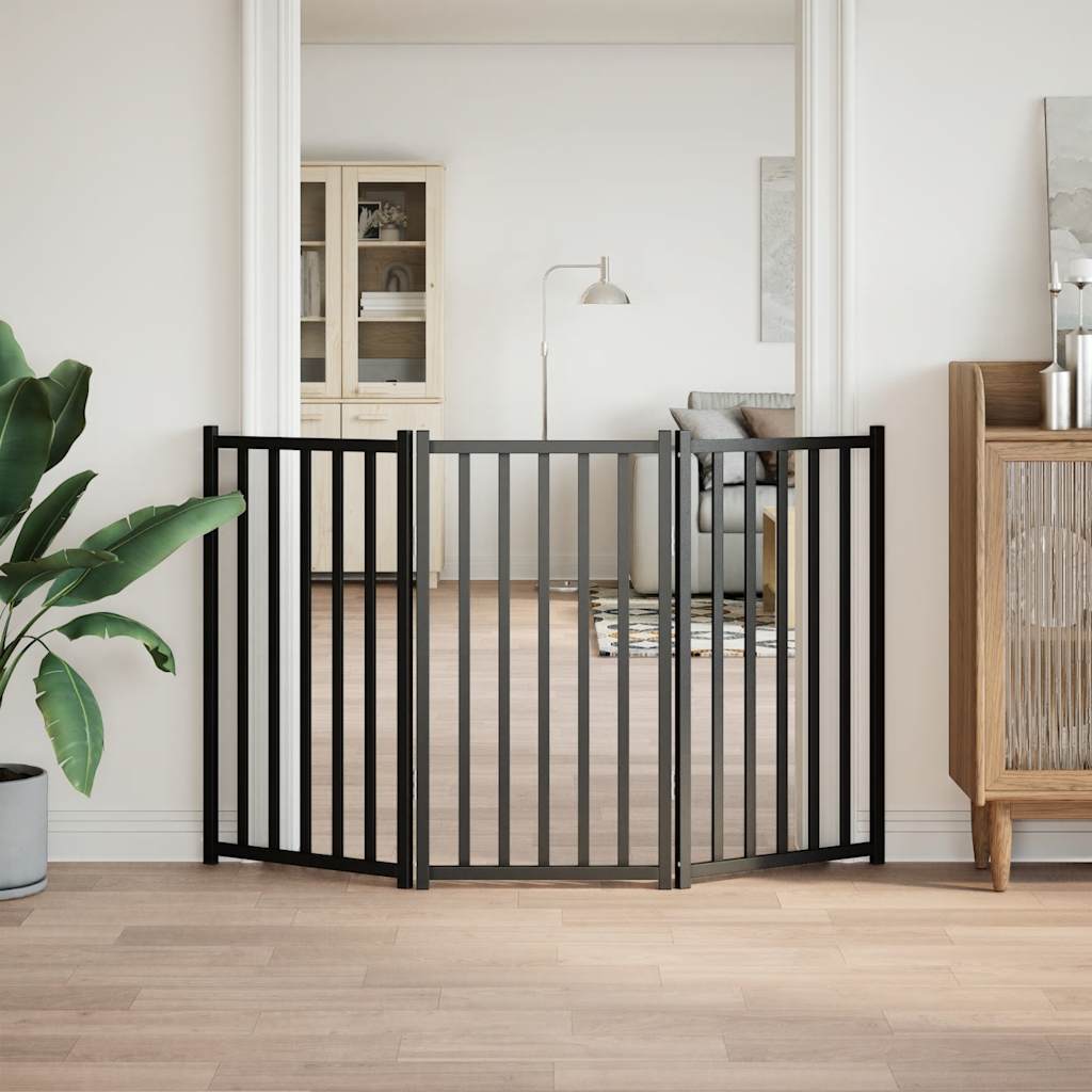 VidaXL dog fence Collapsible 3 panels 150 cm Solid pine black