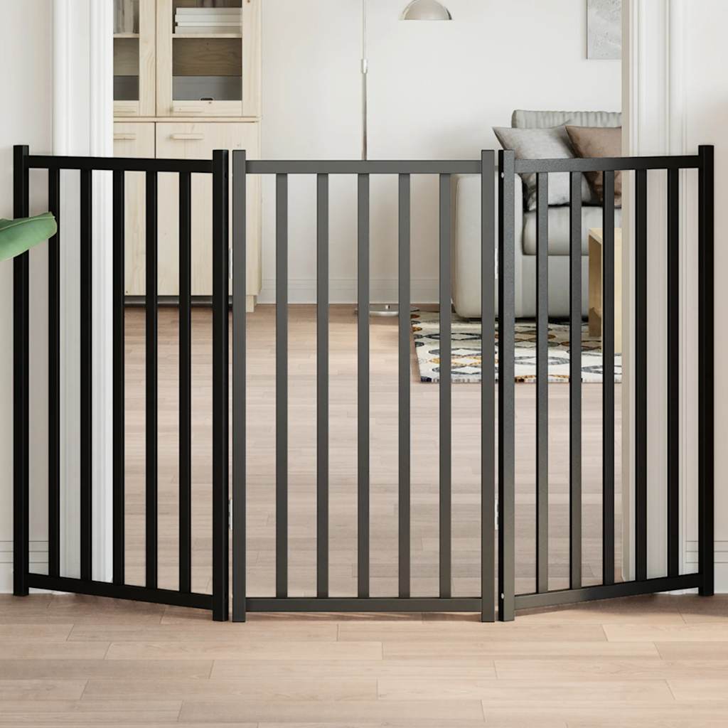 VidaXL dog fence Collapsible 3 panels 150 cm Solid pine black