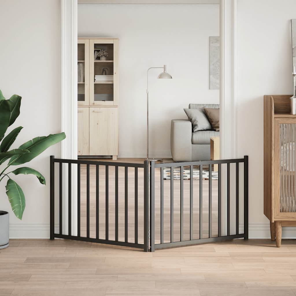 Vidaxl Hundezaun zusammenklappbar 2 Paneele 160 cm Festkiefer schwarz