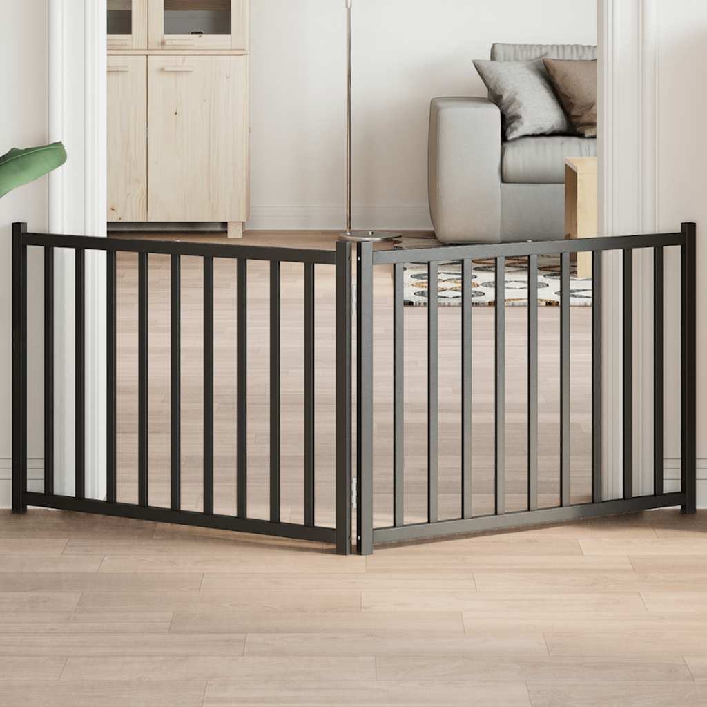 Vidaxl Hundezaun zusammenklappbar 2 Paneele 160 cm Festkiefer schwarz