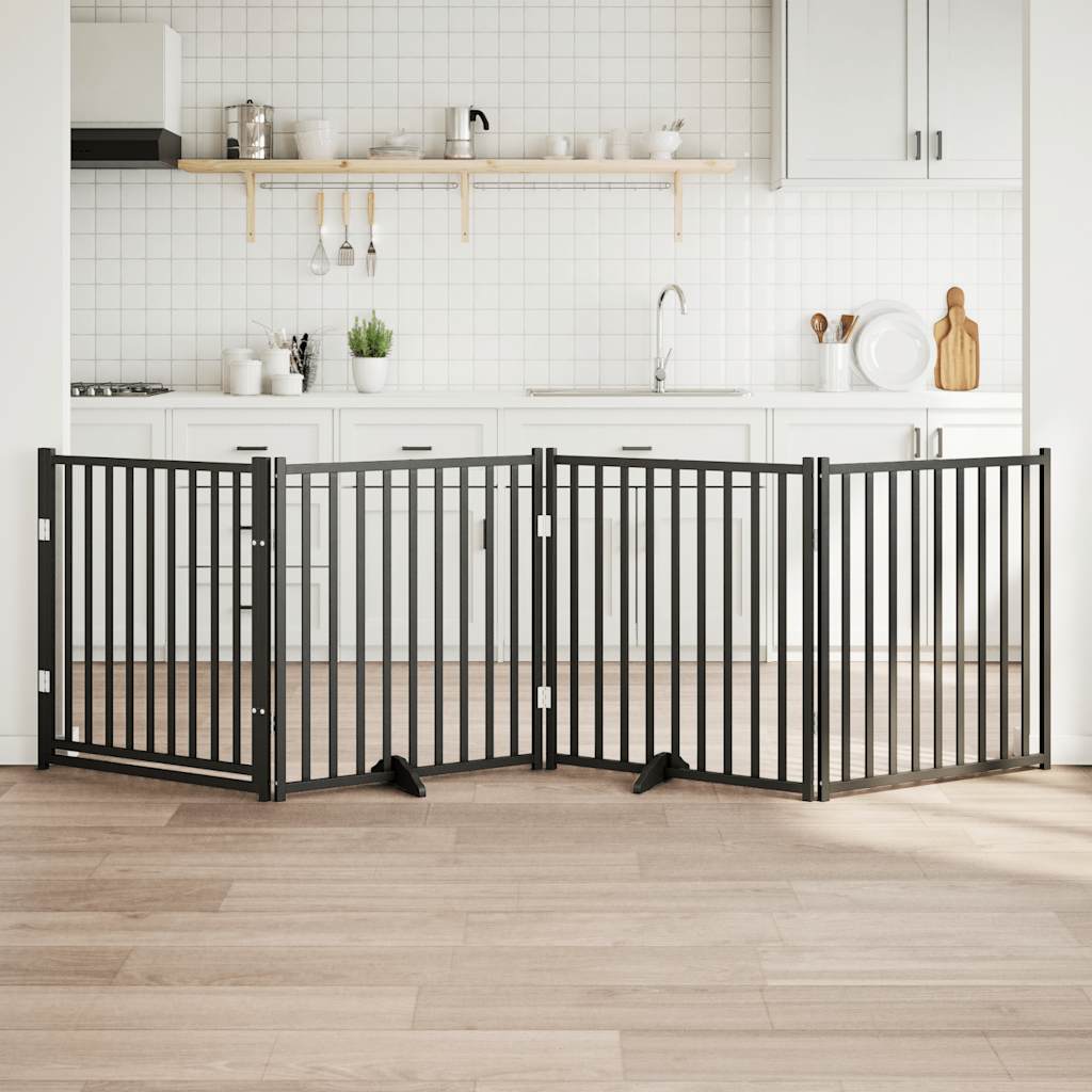 Vidaxl Hundezaun zusammenklappbar 4 Paneele 320 cm Festkiefer Schwarz