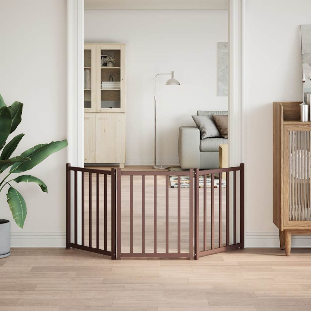 VidaXL dog fence Collapsible 3 panels 150 cm solid pine brown oak