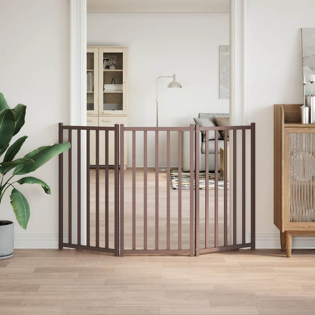 VIDAXL -Hundezänen zusammenklappbar 3 Paneele 150 cm Festkiefernbraune Eiche