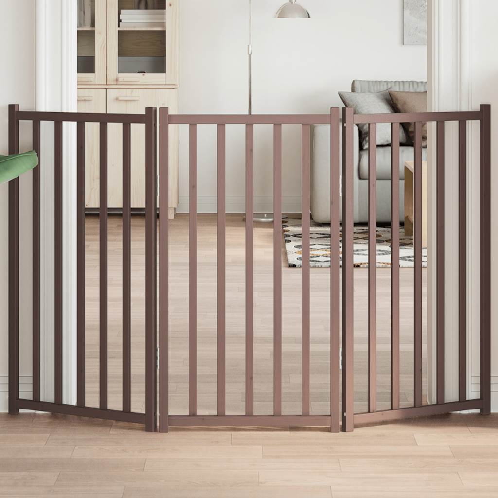 VIDAXL -Hundezänen zusammenklappbar 3 Paneele 150 cm Festkiefernbraune Eiche