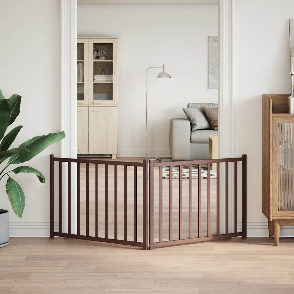 Portão dobrável para cães Vidaxl 2 painéis 160 cm pinho maciço carvalho castanho