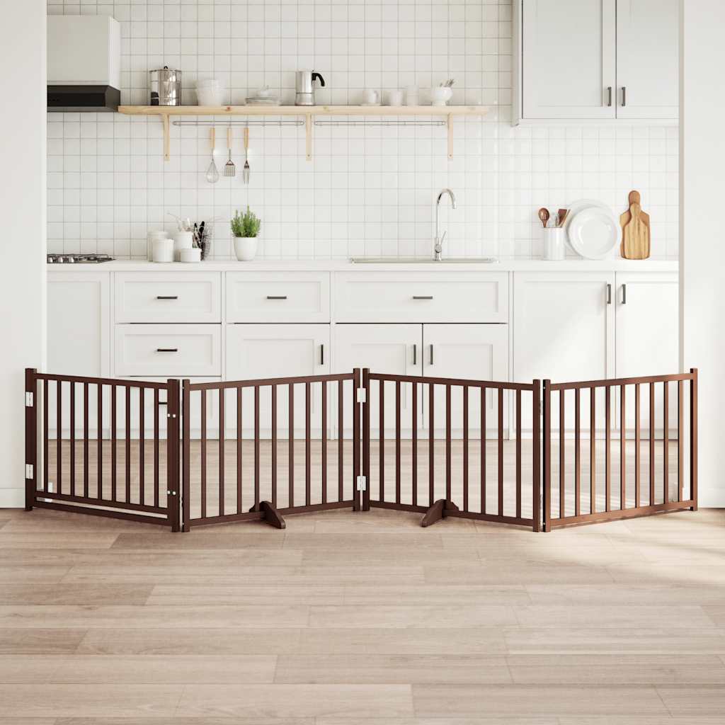 Vidaxl dog fence Collapsible 4 panels 320 cm solid pine brown oak