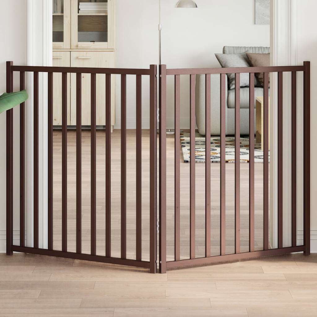 VIDAXL Hundezaun zusammenklappbar 2 Panels 160 cm Festkiefer -Braune -Eiche