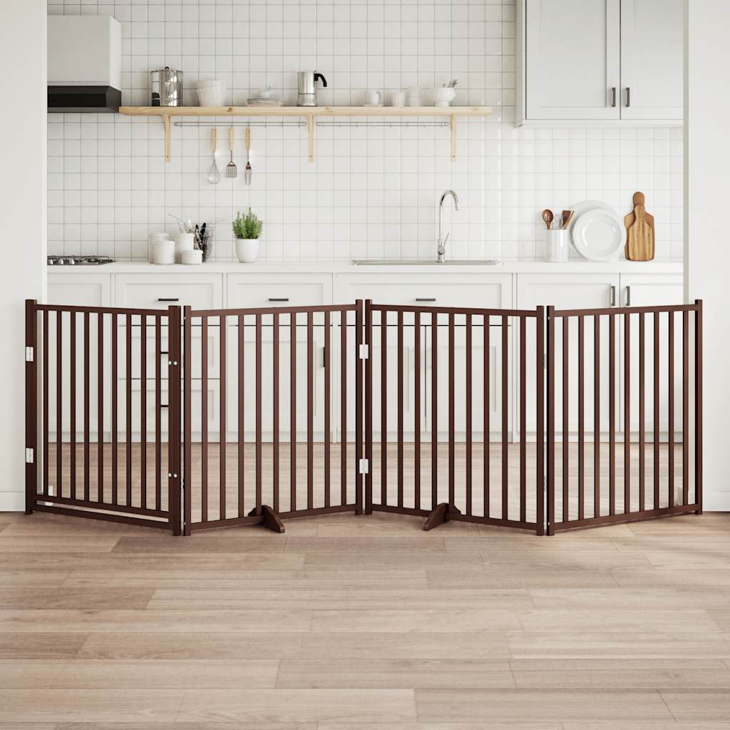 Vidaxl dog fence Collapsible 4 panels 320 cm solid pine brown oak
