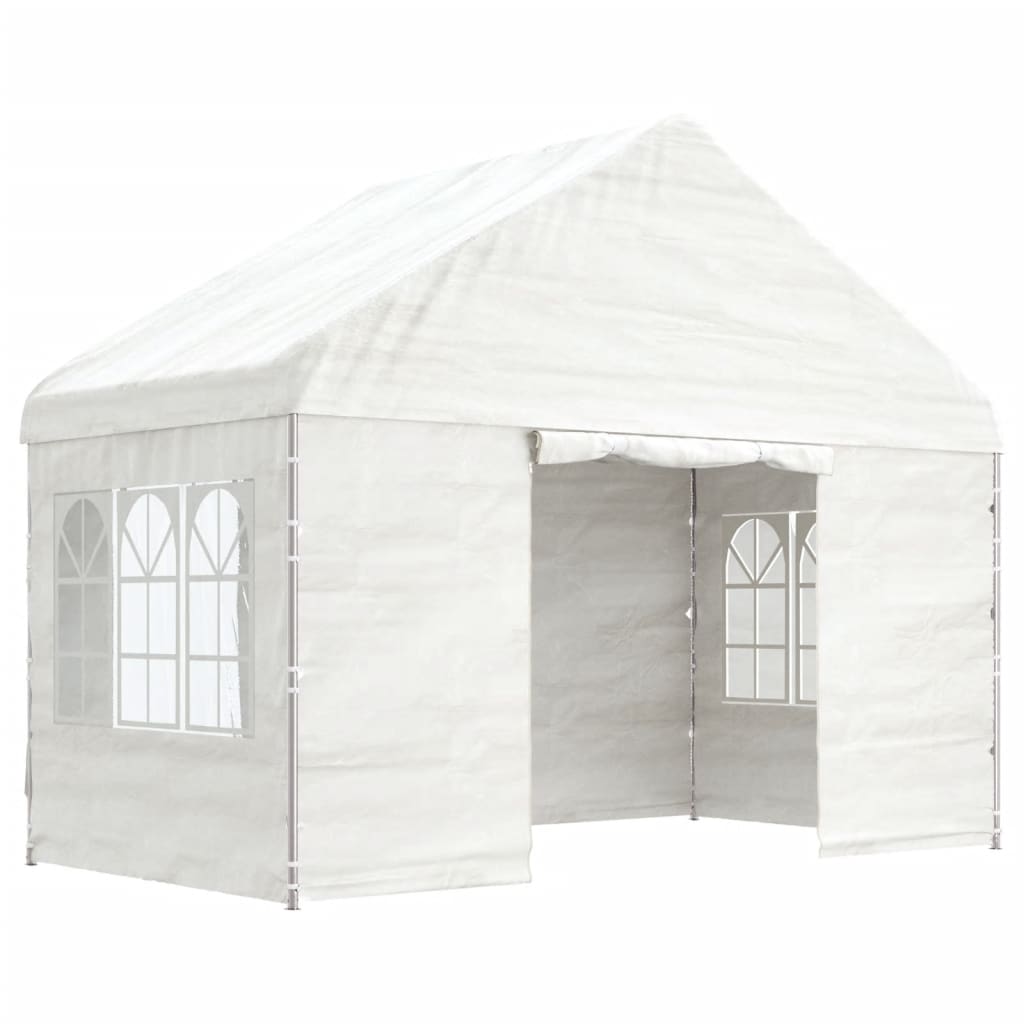 Vidaxl arbor se střechou 4,08x2,23x3,22 m polyethylenové bílé