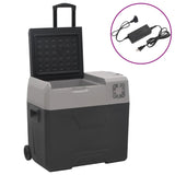 Vidaxl cool box with wheels and adapter 40 l polypropene black and gray