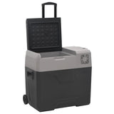 Vidaxl cool box with wheels and adapter 40 l polypropene black and gray