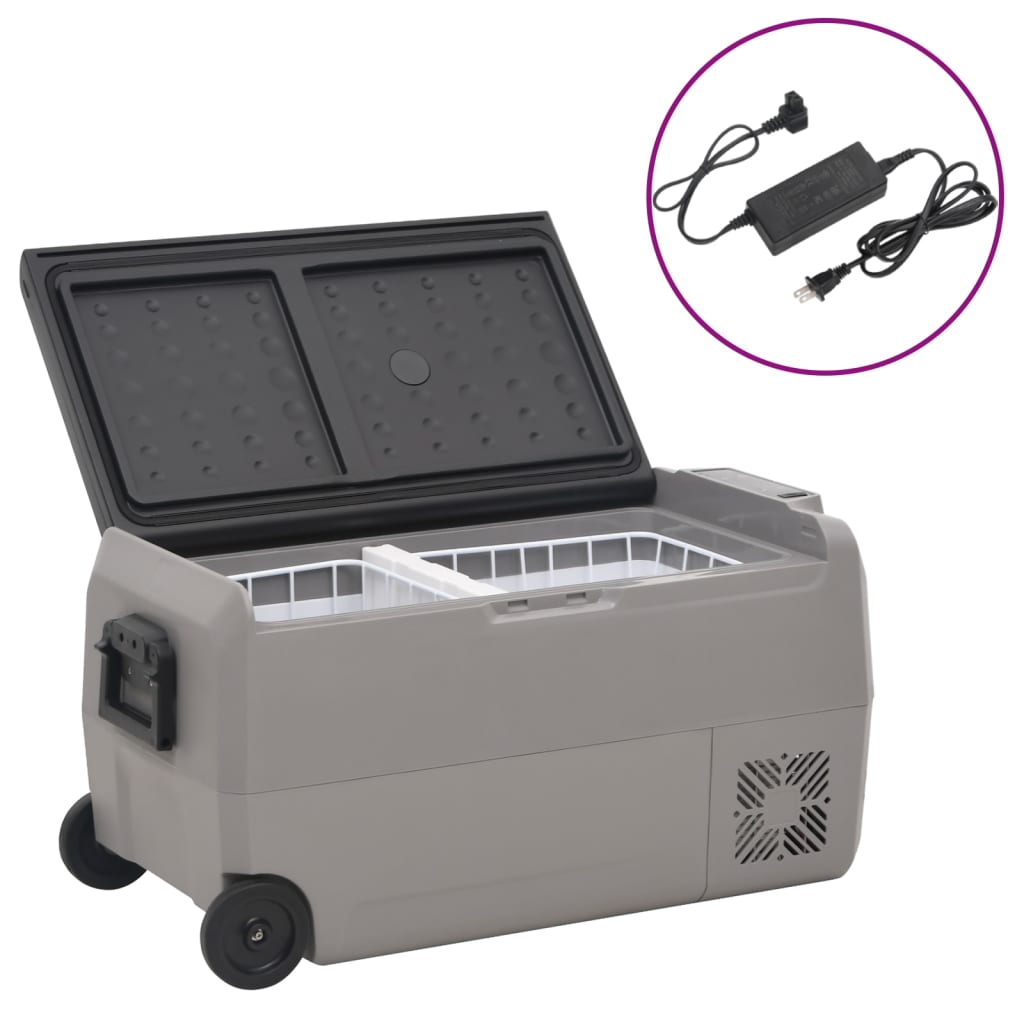Vidaxl cool Këscht mat Rieder an Adapter 36 L PP an Pe schwaarz a gro