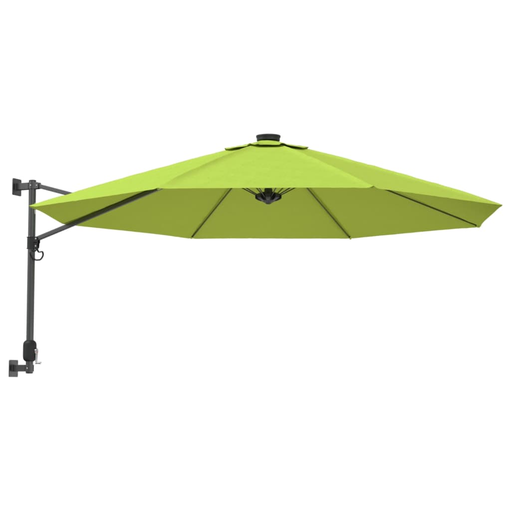 Vidaxl Wall parasol with LEDs 290 cm apple green
