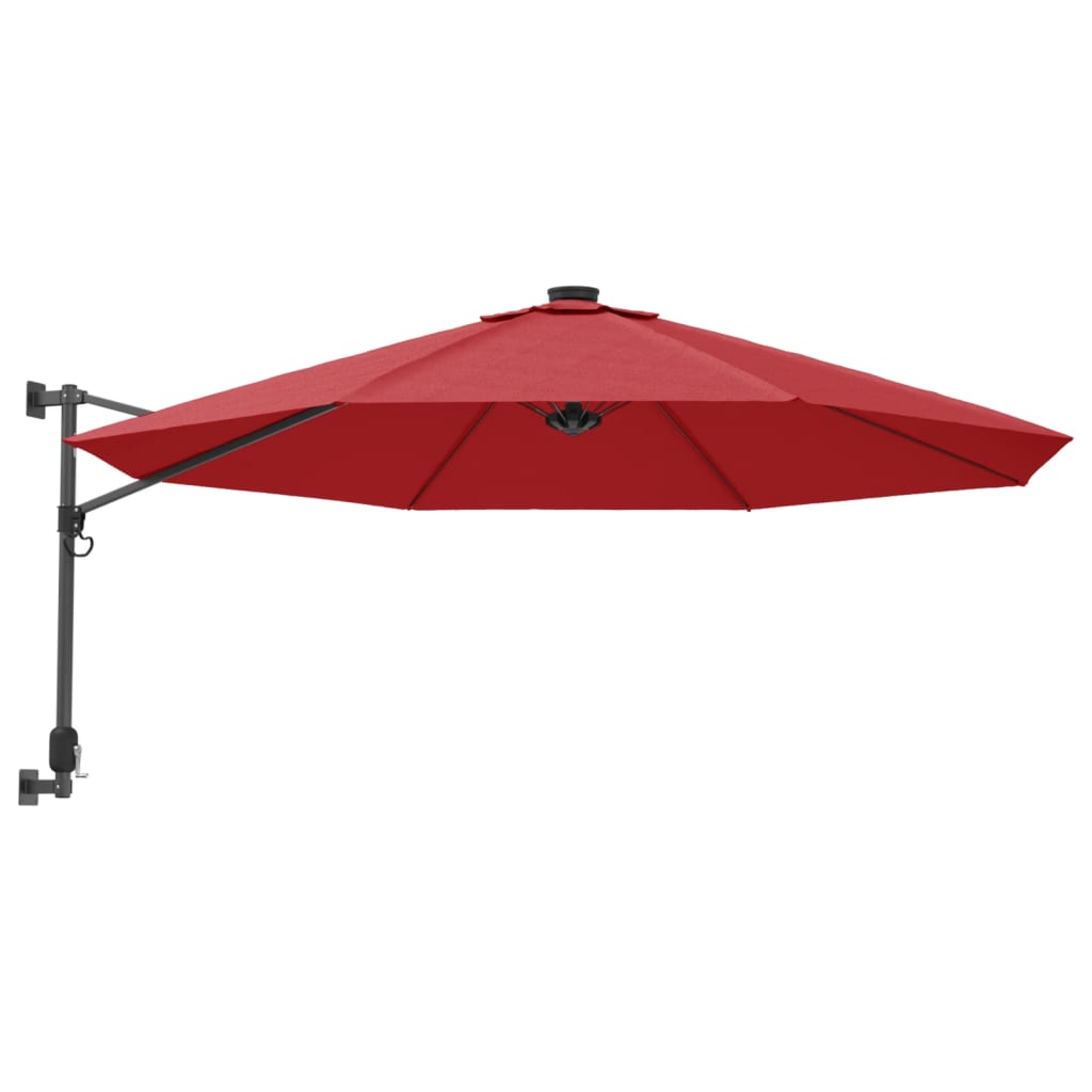 Vidaxl Wall parasol with LEDs 290 cm bright red