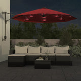 Vidaxl Wall parasol with LEDs 290 cm bright red