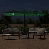 Vidaxl Parasol Doppio tetto con LED 449x245 cm Verde