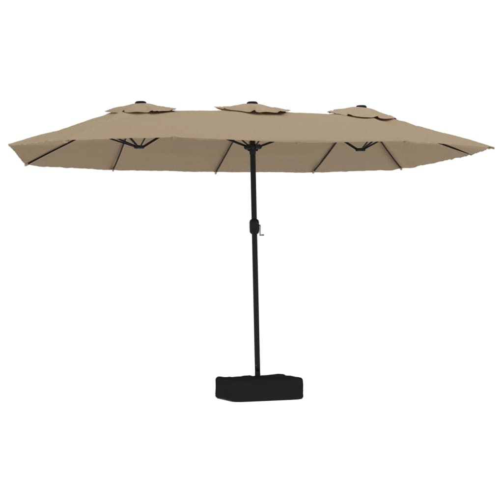 Vidaxl Parasol Doppio tetto con LED 449x245 cm Taupe