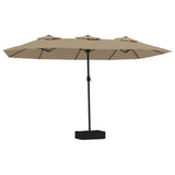 Vidaxl Parasol Doppio tetto con LED 449x245 cm Taupe