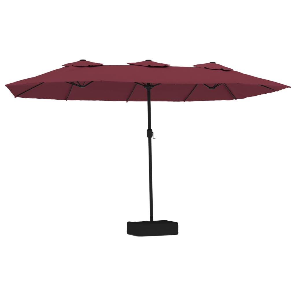 Vidaxl Parasol Doppio tetto con LED 449x245 cm Bordeaux rosso