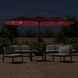 Vidaxl Parasol Doppio tetto con LED 449x245 cm Bordeaux rosso
