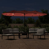 Vidaxl Parasol Double střecha s LED 449x245 cm terakotová -